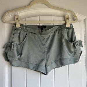 Green Satin Mini Shorts